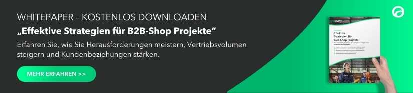 Banner zum Whitepaper Download: Effektive Strategien für B2B Shop Projekte